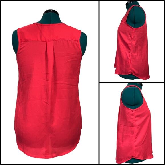 Mileage Partial Zip Up Sleeveless Chiffon Tank Top Bundle Size L Orange Purple - Picture 3 of 15